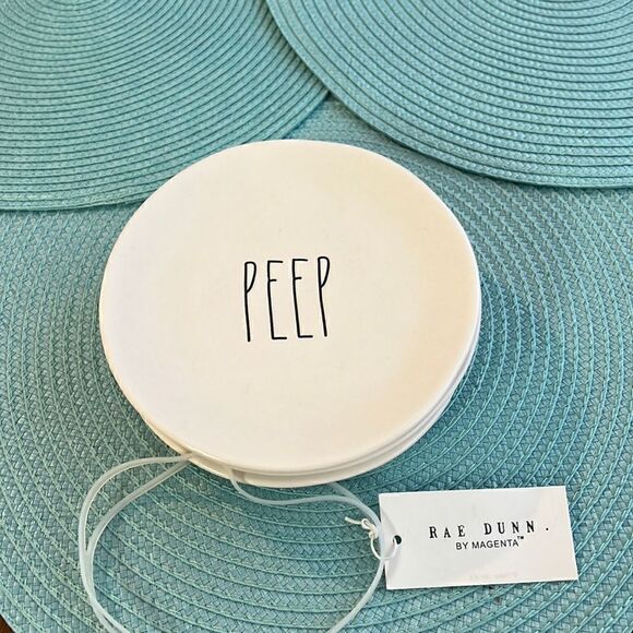 Rae Dunn Set of 4 "PEEP" Plates - 6" Round - Picture 2 of 3